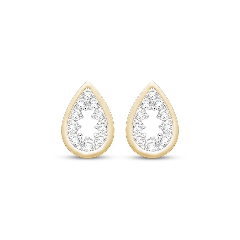 Main Image 2 of Diamond Mini Open Teardrop Stud Earrings 1/4 ct tw 10K Yellow Gold