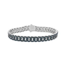 Men's Blue Diamond Chain Link Bracelet 3-1/2 ct tw Sterling Silver 8.5"