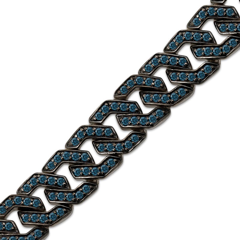 Main Image 2 of Men's Blue Diamond Chain Link Bracelet 3-1/2 ct tw Sterling Silver 8.5"