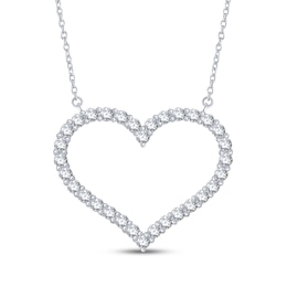 Diamond Heart Outline Necklace 1/2 ct tw 10K White Gold 18"