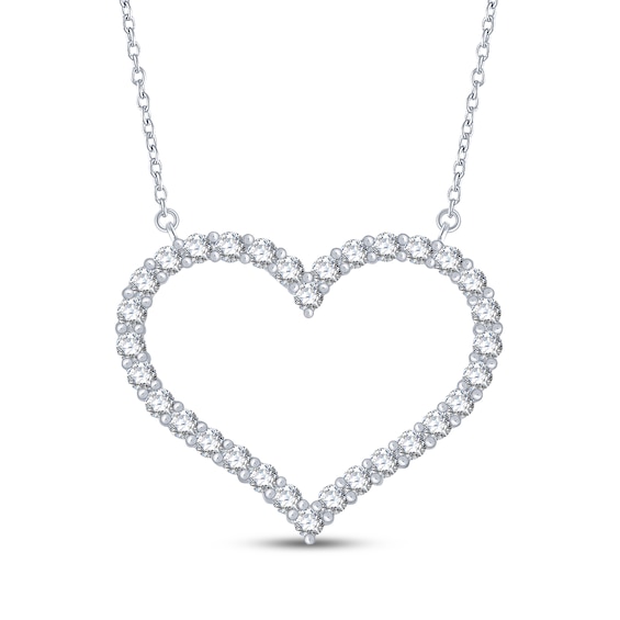 Diamond Heart Outline Necklace 1/2 ct tw 10K White Gold 18"