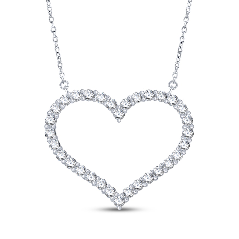 Main Image 1 of Diamond Heart Outline Necklace 1/2 ct tw 10K White Gold 18"