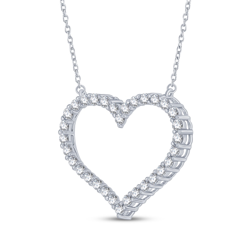 Main Image 2 of Diamond Heart Outline Necklace 1/2 ct tw 10K White Gold 18"