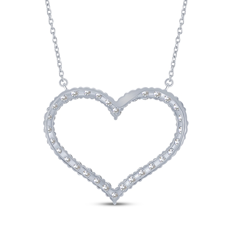 Main Image 3 of Diamond Heart Outline Necklace 1/2 ct tw 10K White Gold 18"