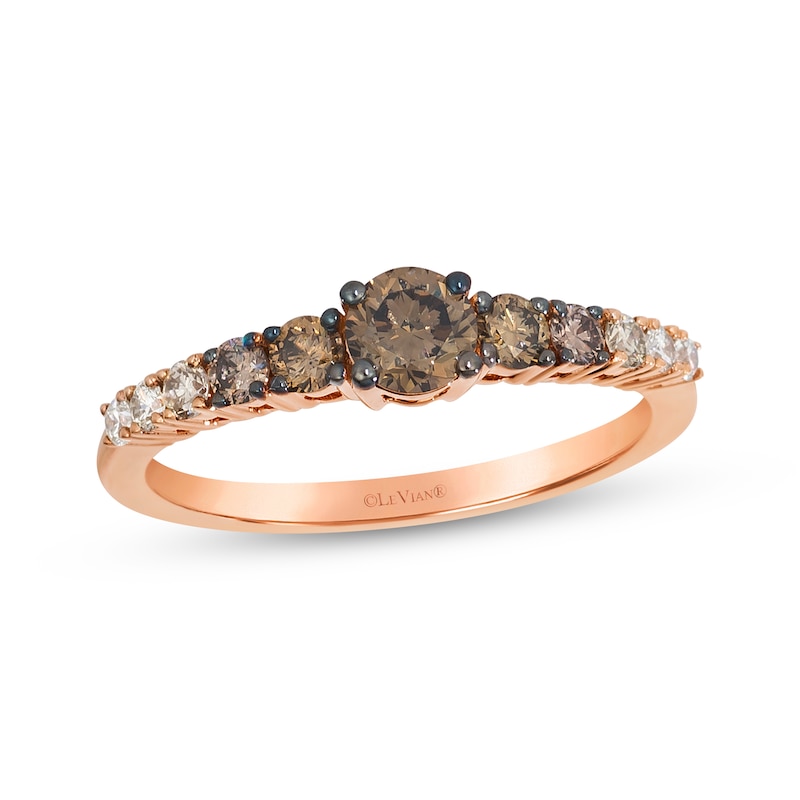 Main Image 1 of Le Vian Chocolate Ombré Diamond Ring 5/8 ct tw 14K Strawberry Gold