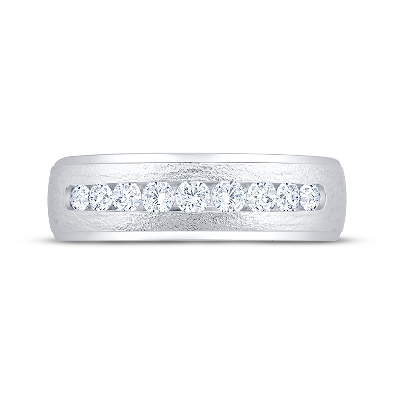 Main Image 3 of Now + Forever Men's Diamond Hammered Wedding Band 1/2 ct tw 10K White Gold