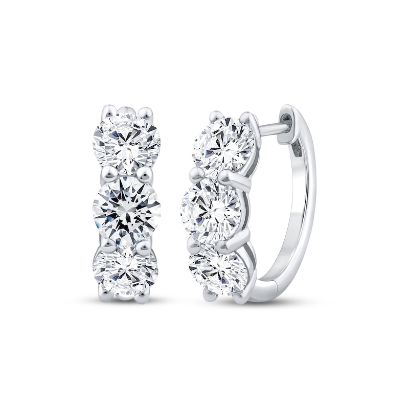 Main Image 1 of Memories Moments Magic Lab-Grown Diamond Hoop Earrings 3 ct tw 10K White Gold