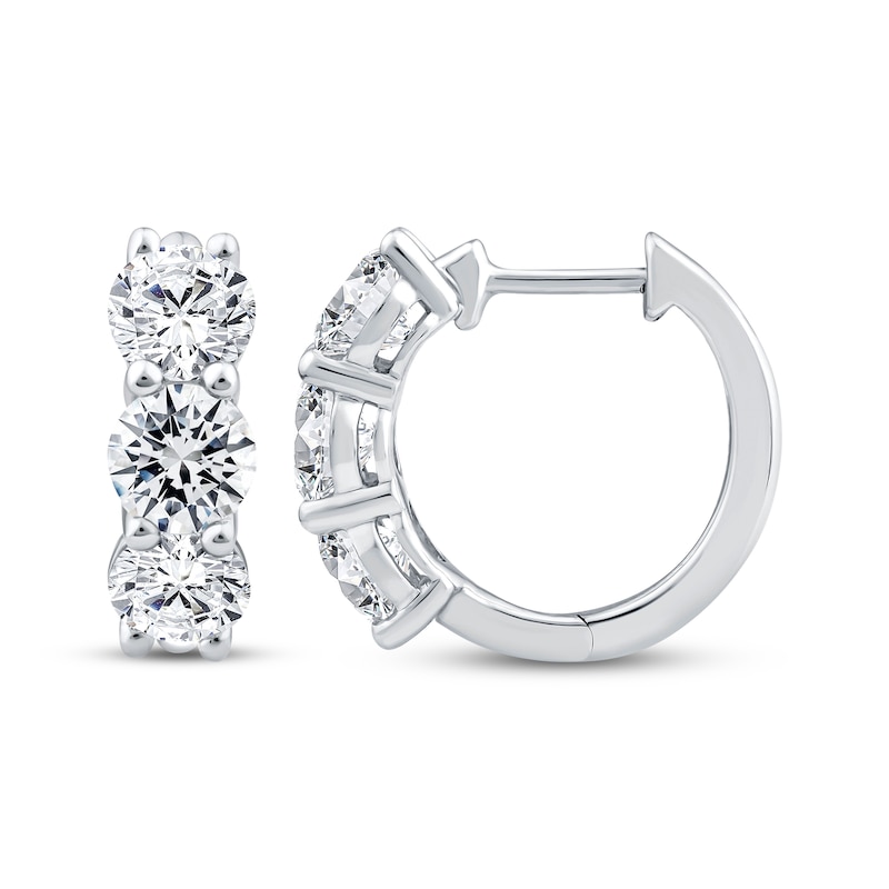 Main Image 3 of Memories Moments Magic Lab-Grown Diamond Hoop Earrings 3 ct tw 10K White Gold