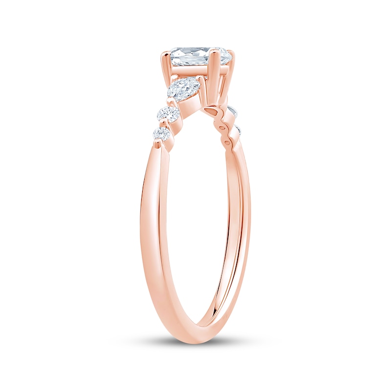 Main Image 2 of Now + Forever Lab-Grown Diamonds Oval-Cut & Pear-Shaped Three-Stone Engagement Ring 5/8 ct tw 14K Rose Gold