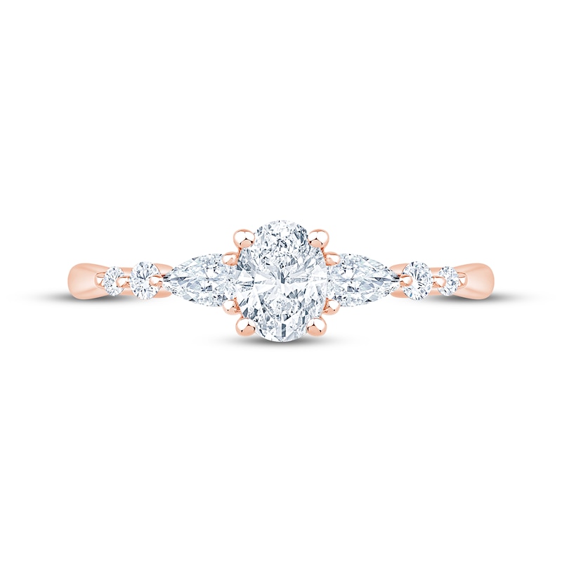 Main Image 3 of Now + Forever Lab-Grown Diamonds Oval-Cut & Pear-Shaped Three-Stone Engagement Ring 5/8 ct tw 14K Rose Gold