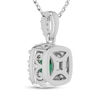 Thumbnail Image 3 of Cushion-Cut Lab-Created Emerald & White Lab-Created Sapphire Halo Necklace Sterling Silver 18"