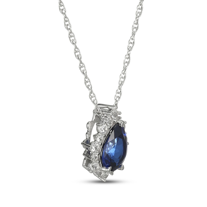 Main Image 2 of Pear-Shaped Blue Lab-Created Sapphire & White Lab-Created Sapphire Necklace Sterling Silver 18"