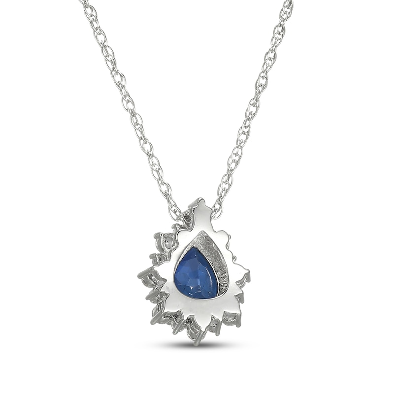 Main Image 3 of Pear-Shaped Blue Lab-Created Sapphire & White Lab-Created Sapphire Necklace Sterling Silver 18"