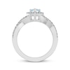 Thumbnail Image 3 of Pear-Shaped Aquamarine & White Lab-Created Sapphire Ring Sterling Silver
