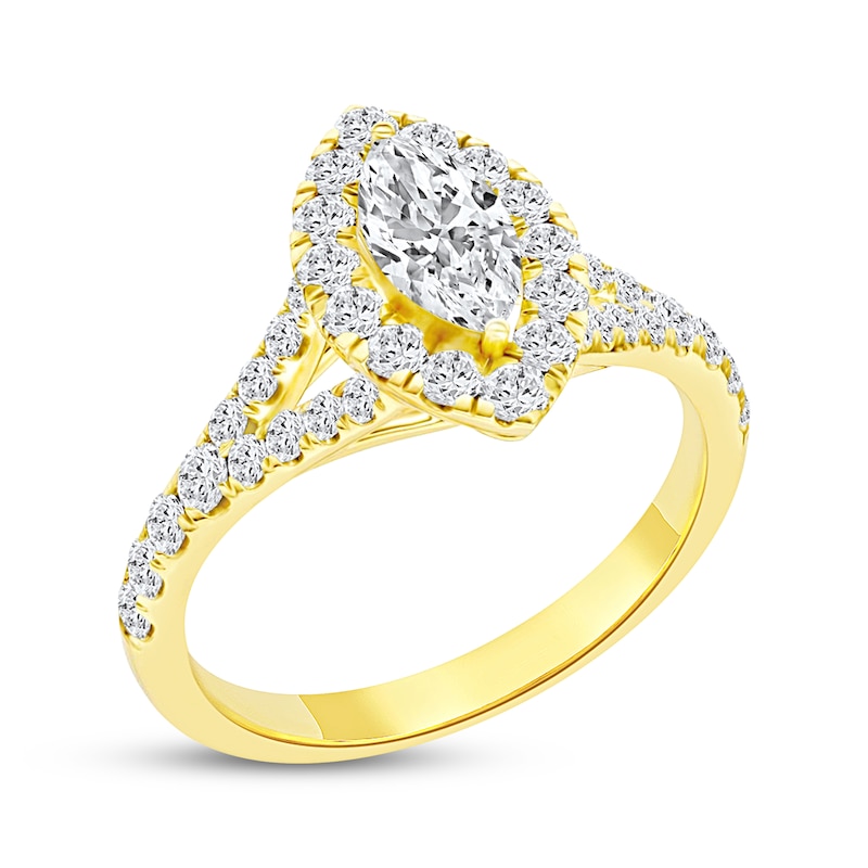 Main Image 2 of Now + Forever Marquise-Cut Diamond Halo Engagement Ring 1 ct tw 14K Yellow Gold