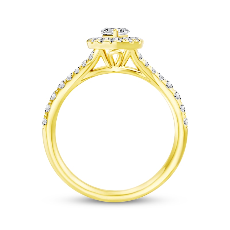 Main Image 4 of Now + Forever Marquise-Cut Diamond Halo Engagement Ring 1 ct tw 14K Yellow Gold
