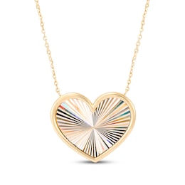 Textured Heart Necklace Solid 10K Yellow Gold 18"