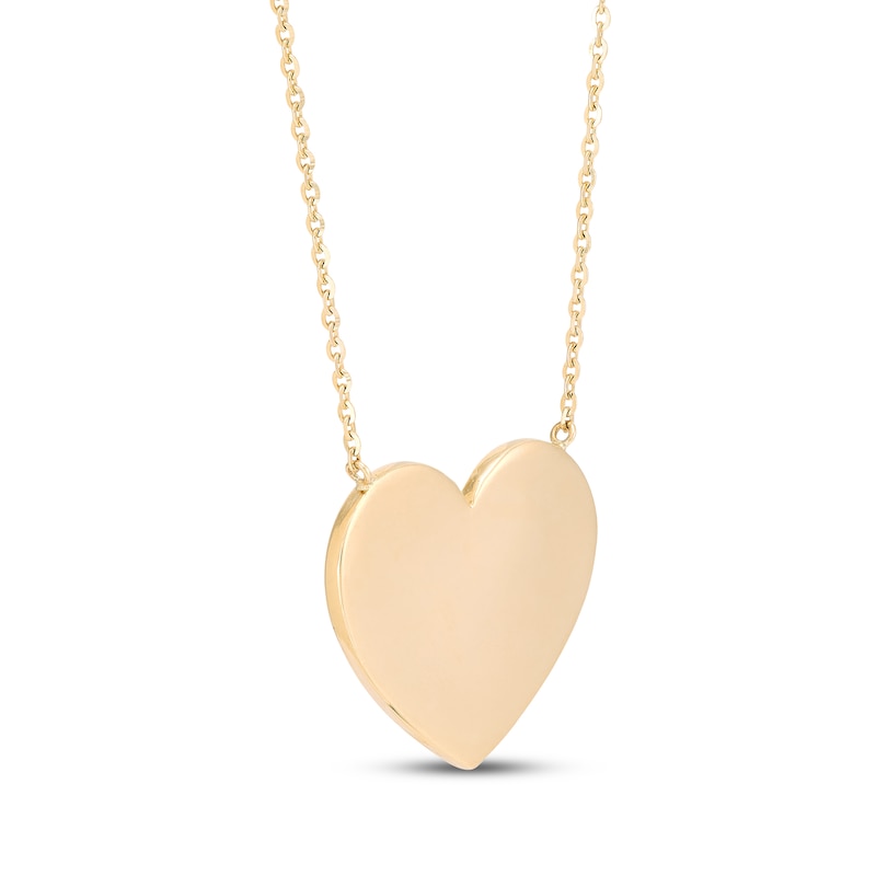 Main Image 3 of Textured Heart Necklace Solid 10K Yellow Gold 18"