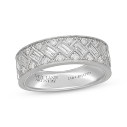 Neil Lane Artistry Men's Baguette & Round-Cut Lab-Grown Diamond Wedding Band 1-1/4 ct tw 14K White Gold