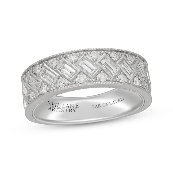 Neil Lane Artistry Men's Baguette & Round-Cut Lab-Grown Diamond Wedding Band 1-1/4 ct tw 14K White Gold