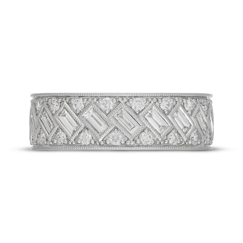 Main Image 3 of Neil Lane Artistry Men's Baguette & Round-Cut Lab-Grown Diamond Wedding Band 1-1/4 ct tw 14K White Gold
