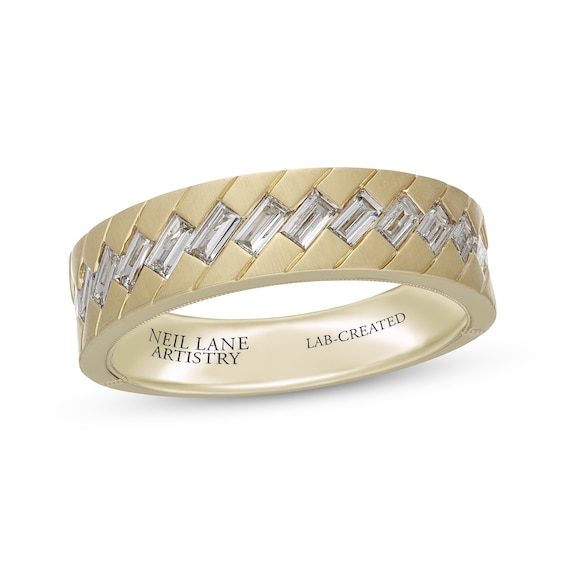 Neil Lane Artistry Men's Baguette-Cut Lab-Grown Diamond Wedding Band 1 ct tw 14K Yellow Gold