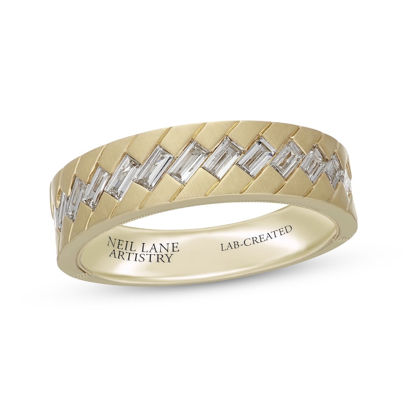 Main Image 1 of Neil Lane Artistry Men's Baguette-Cut Lab-Grown Diamond Wedding Band 1 ct tw 14K Yellow Gold