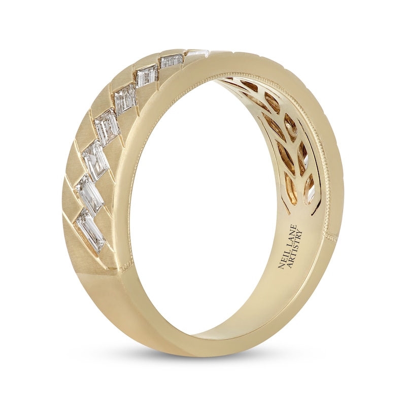 Main Image 2 of Neil Lane Artistry Men's Baguette-Cut Lab-Grown Diamond Wedding Band 1 ct tw 14K Yellow Gold