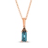 Thumbnail Image 1 of Le Vian Baguette-Cut Blue Topaz Necklace Diamond 14K Strawberry Gold 19"