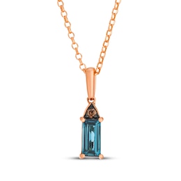 Le Vian Baguette-Cut Blue Topaz Necklace Diamond 14K Strawberry Gold 19"