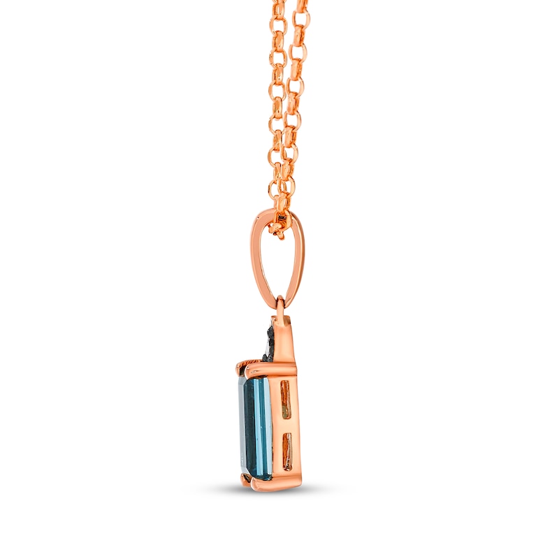 Main Image 2 of Le Vian Baguette-Cut Blue Topaz Necklace Diamond 14K Strawberry Gold 19"