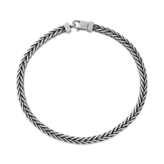 3.7mm Foxtail Chain Bracelet Diamond-Cut Gray-Plated Solid Sterling Silver 8.5"