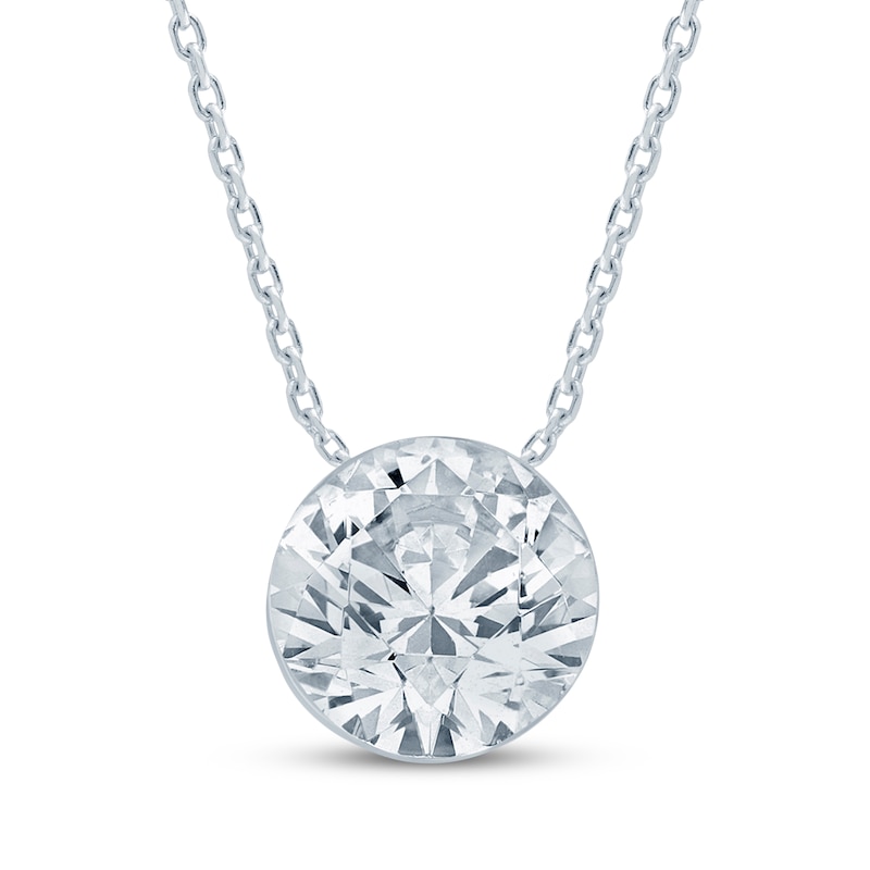 Main Image 1 of KAY Lab-Grown Diamonds Round-Cut Solitaire Necklace 1 ct tw 10K White Gold 18"