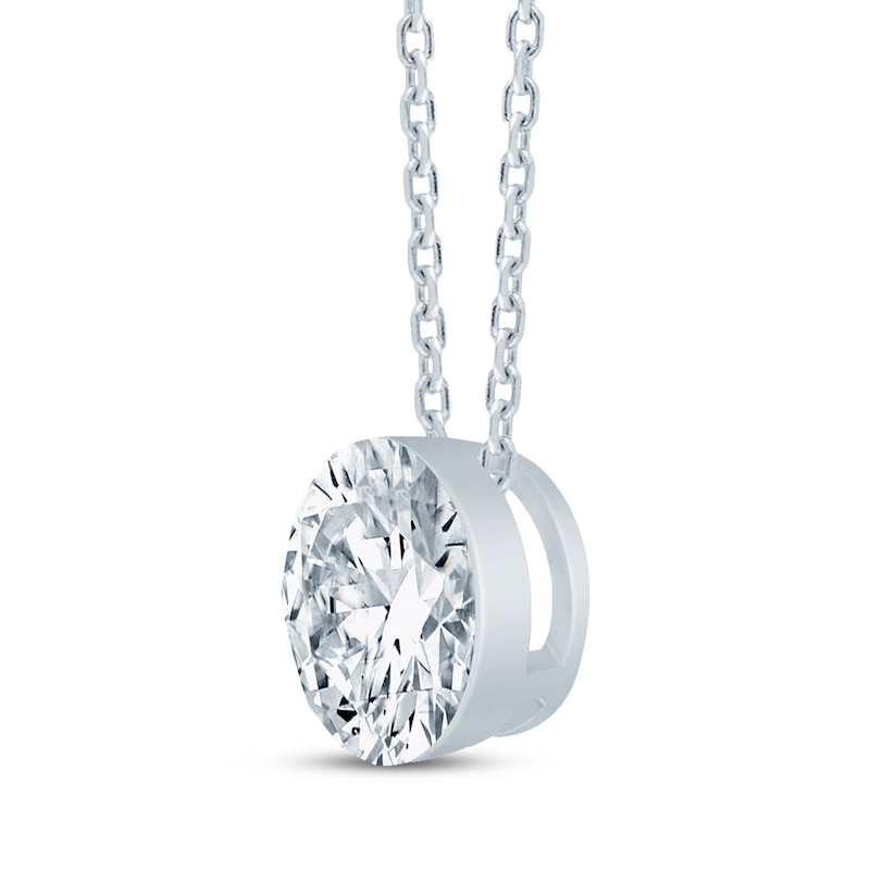 Main Image 2 of KAY Lab-Grown Diamonds Round-Cut Solitaire Necklace 1 ct tw 10K White Gold 18"