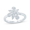 Thumbnail Image 1 of Monique Lhuillier Bliss Marquise, Pear & Round-Cut Lab-Grown Diamond Cluster Ring 3/4 ct tw Platinum-Plated Sterling Silver 18"