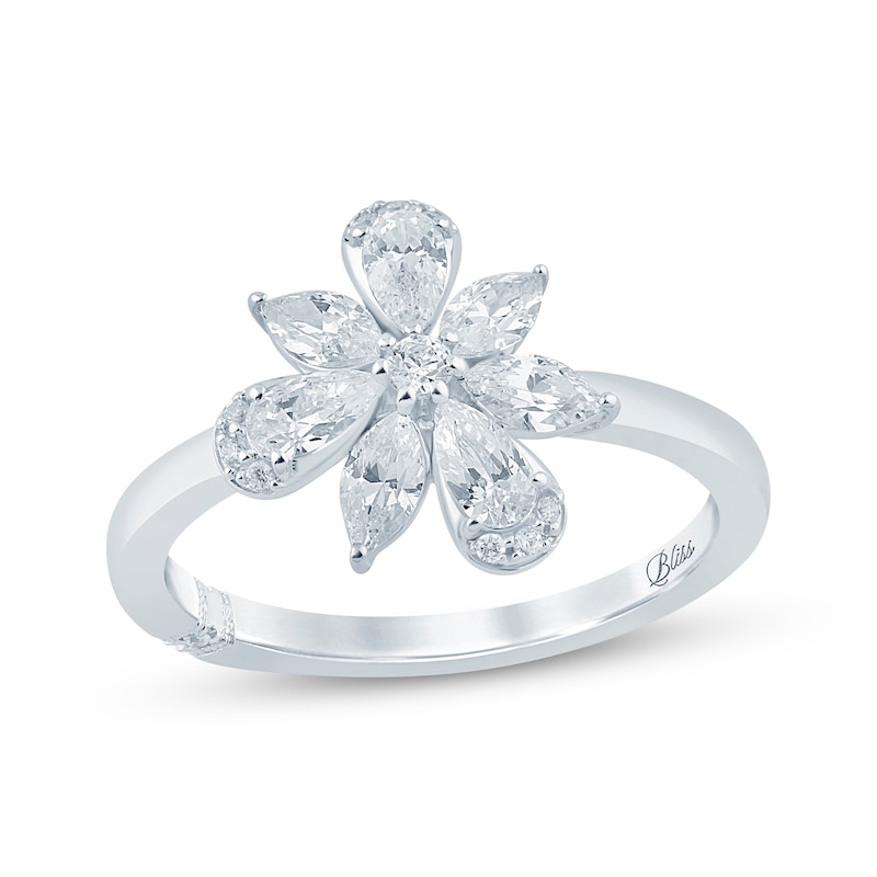 Main Image 1 of Monique Lhuillier Bliss Marquise, Pear & Round-Cut Lab-Grown Diamond Cluster Ring 3/4 ct tw Platinum-Plated Sterling Silver 18"