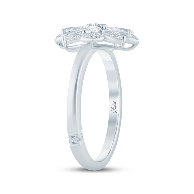 Main Image 2 of Monique Lhuillier Bliss Marquise, Pear & Round-Cut Lab-Grown Diamond Cluster Ring 3/4 ct tw Platinum-Plated Sterling Silver 18"