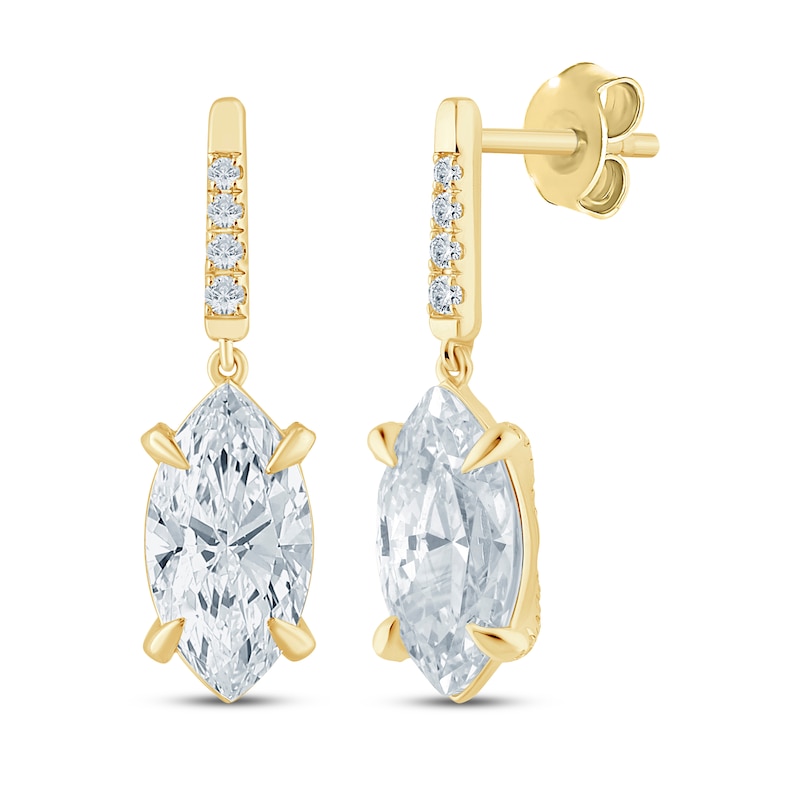 Main Image 1 of Monique Lhuillier Bliss Marquise-Cut Lab-Grown Diamond Drop Earrings 3-1/3 ct tw 24K Yellow Gold Vermeil Sterling Silver