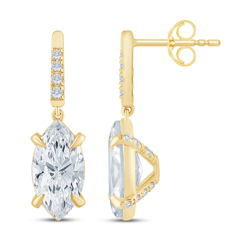Main Image 3 of Monique Lhuillier Bliss Marquise-Cut Lab-Grown Diamond Drop Earrings 3-1/3 ct tw 24K Yellow Gold Vermeil Sterling Silver