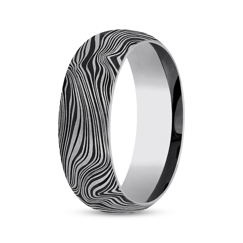 Main Image 2 of Now + Forever Men's Mokumé Gane-Look Wedding Band Tungsten Carbide 8mm