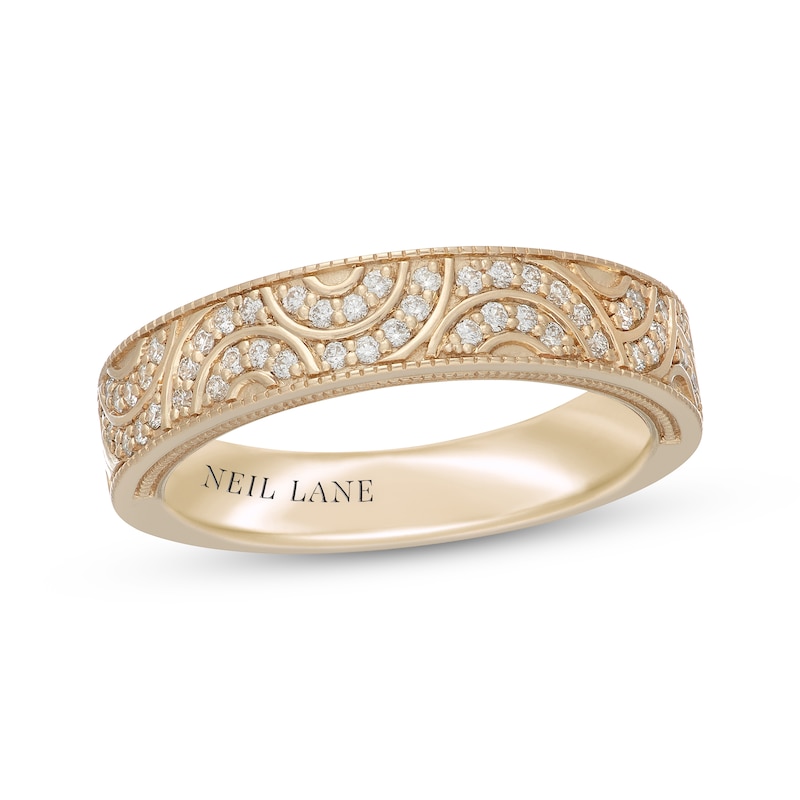 Main Image 1 of Neil Lane Diamond Patterned Wedding Band 1/4 ct tw 14K Yellow Gold