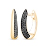 Thumbnail Image 1 of Black Diamond Knife-Edge Hoop Earrings 1/3 ct tw 10K Yellow Gold