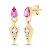 Thumbnail Image 1 of STUDIO BY KAY Pear-Shaped Pink Lab-Created Sapphire & Lab-Grown Diamond Drop Earrings 1/8 ct tw 24K Yellow Gold Vermeil Sterling Silver