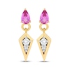 Thumbnail Image 2 of STUDIO BY KAY Pear-Shaped Pink Lab-Created Sapphire & Lab-Grown Diamond Drop Earrings 1/8 ct tw 24K Yellow Gold Vermeil Sterling Silver