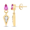 Thumbnail Image 3 of STUDIO BY KAY Pear-Shaped Pink Lab-Created Sapphire & Lab-Grown Diamond Drop Earrings 1/8 ct tw 24K Yellow Gold Vermeil Sterling Silver