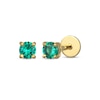 Thumbnail Image 1 of STUDIO BY KAY Lab-Created Emerald Solitaire Stud Earrings 24K Yellow Gold Vermeil Sterling Silver