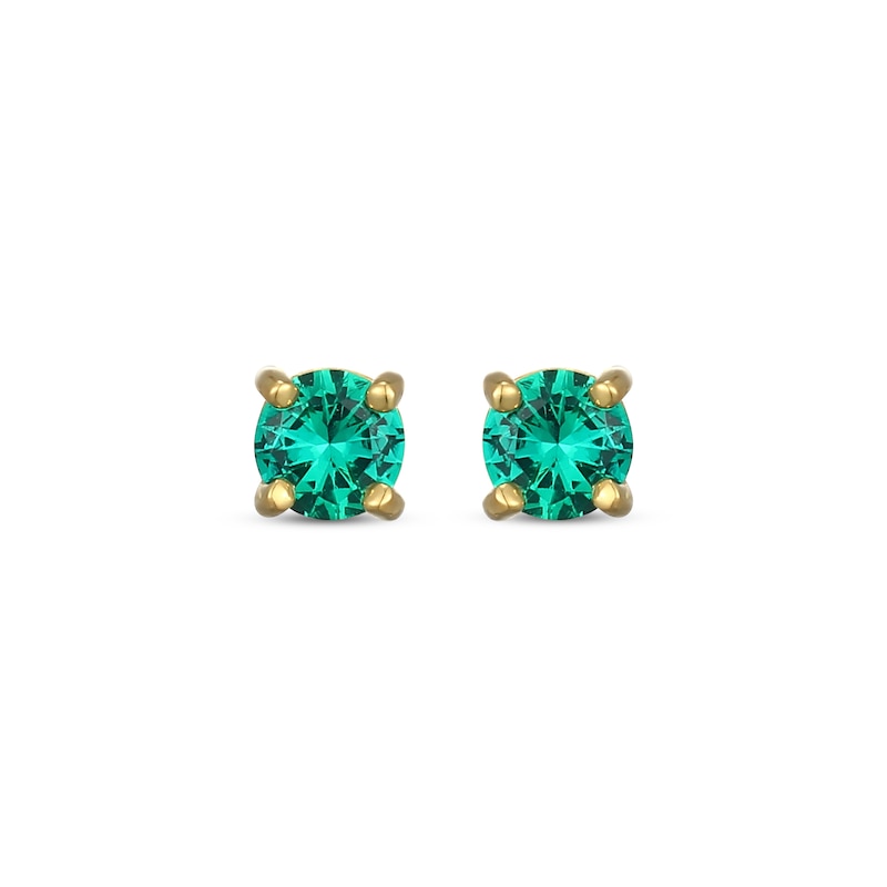 Main Image 2 of STUDIO BY KAY Lab-Created Emerald Solitaire Stud Earrings 24K Yellow Gold Vermeil Sterling Silver