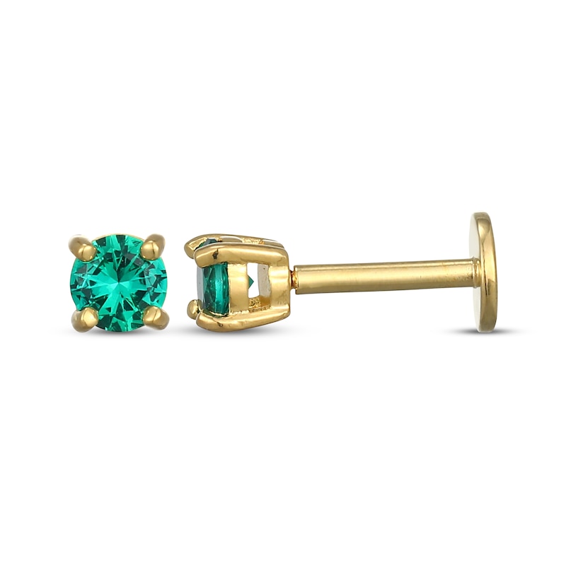 Main Image 3 of STUDIO BY KAY Lab-Created Emerald Solitaire Stud Earrings 24K Yellow Gold Vermeil Sterling Silver