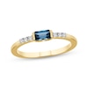 Thumbnail Image 1 of Emerald-Cut London Blue Topaz & Diamond Ring 1/20 ct tw 10K Yellow Gold