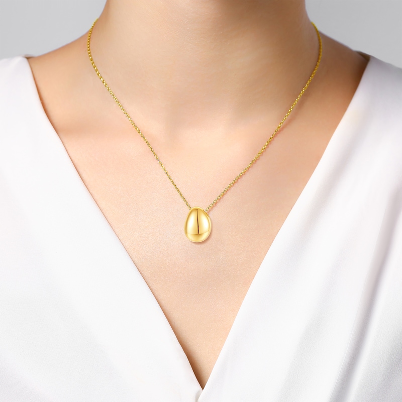 Main Image 3 of Oval-Shaped Pendant Drop Necklace 24K Yellow Gold Vermeil Sterling Silver 18"